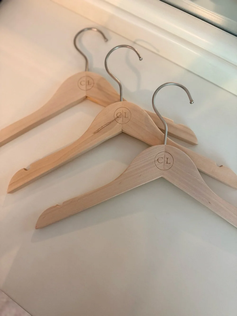 Caden Lane Natural Wood Personalized 'Lillianna' Closet Hangers - Set of 3